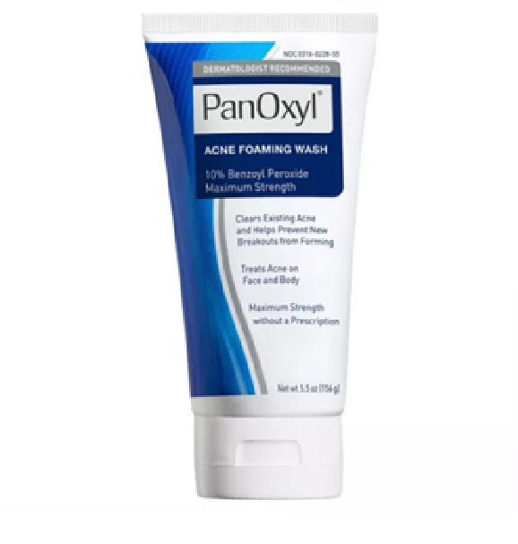 PanOxyl Acne Foaming Wash Benzoyl Peroxide 10% Maximum Strength Antimicrobial, 5.5 Oz