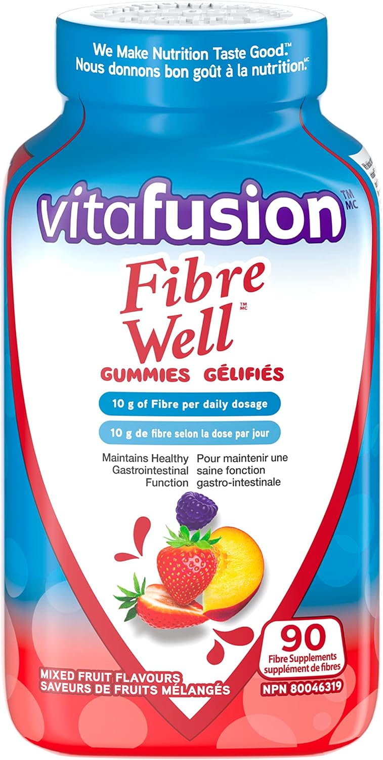 Vitafusion Fibre Well Adult Supplement Gummies, 10g of Fibre, 90 Count (22-day supply)