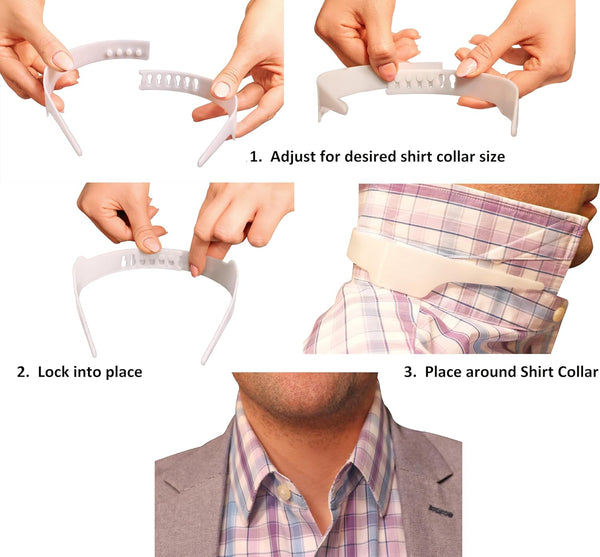 LuxeAvant Innovations Slick Collar Adjustable Shirt Collar Support Bundle with Collar Stays for Men Women Shirt & Polo Collar