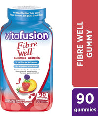 Vitafusion Fibre Well Adult Supplement Gummies, 10g of Fibre, 90 Count (22-day supply)