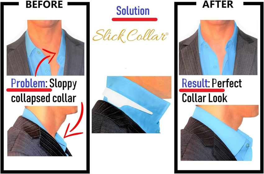 LuxeAvant Innovations Slick Collar Adjustable Shirt Collar Support Bundle with Collar Stays for Men Women Shirt & Polo Collar