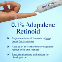 Differin Acne Treatment Gel, 30 Day Supply, Retinoid Treatment for Face with 0.1% Adapalene, Gentle Skin Care for Acne Prone Sensitive Skin, 15g Tube