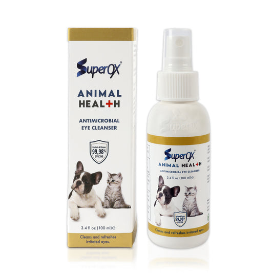 Superox Animal Eye Wash & Tear Stain Remover | Fast Relief from Irritations & Allergies Symptoms | Safe for All Animals | 100 ml (3.38 oz)